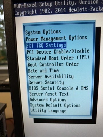 HP F9 RBSU prompt at POST
